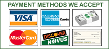 We accept major credit cards, cash & checks