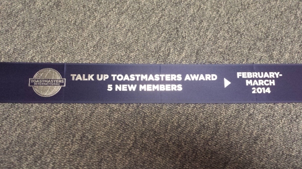 Talk Up Toastmasters Award Ribbon