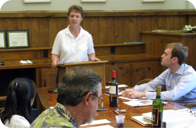 Past President Helen Morris leading a meeting